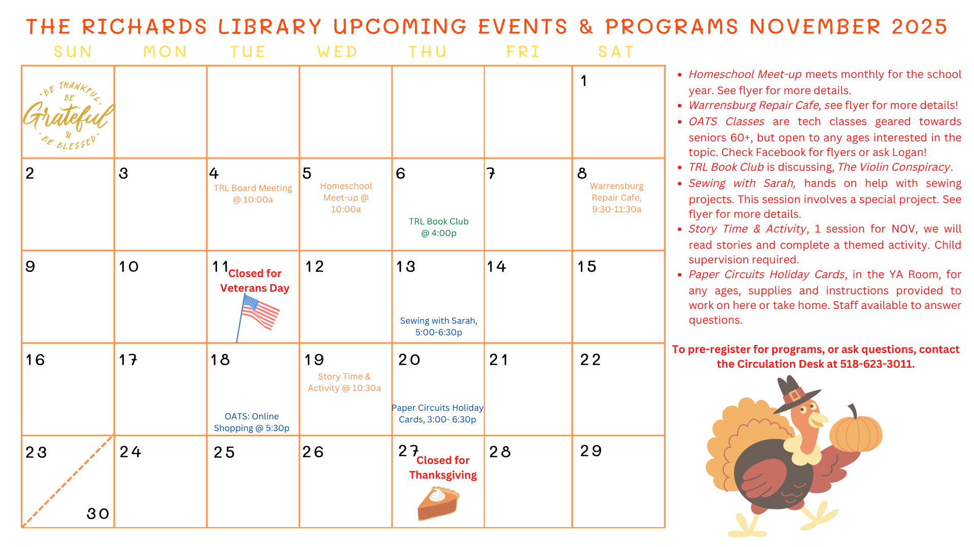 Richards Library November Calendar