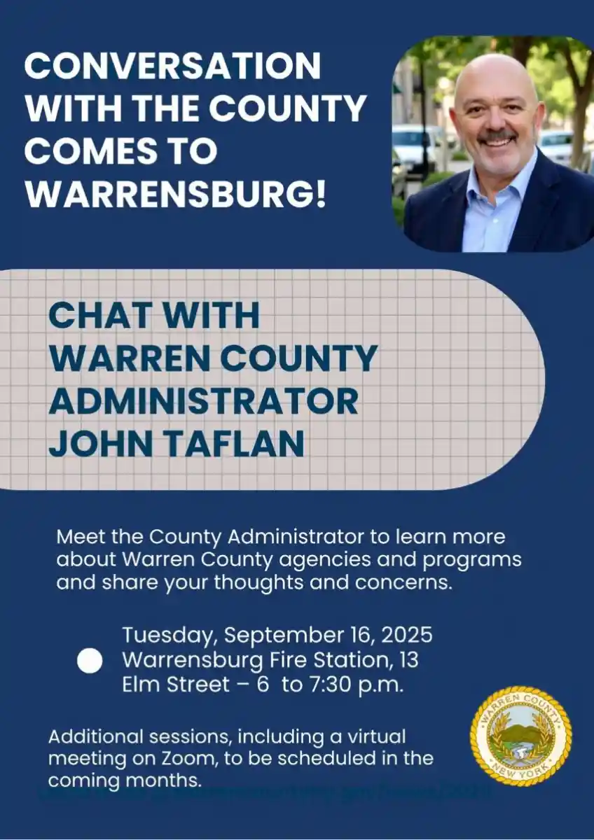 Conversation with County comes to Warrensburg Fire House-September 16th, 2025 from 6:00pm-7:30pm 